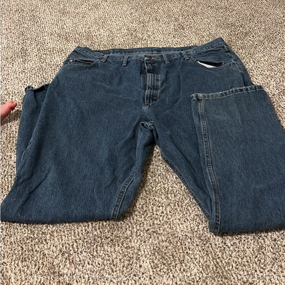 Two pairs of wrangler men’s blue jeans 44x34